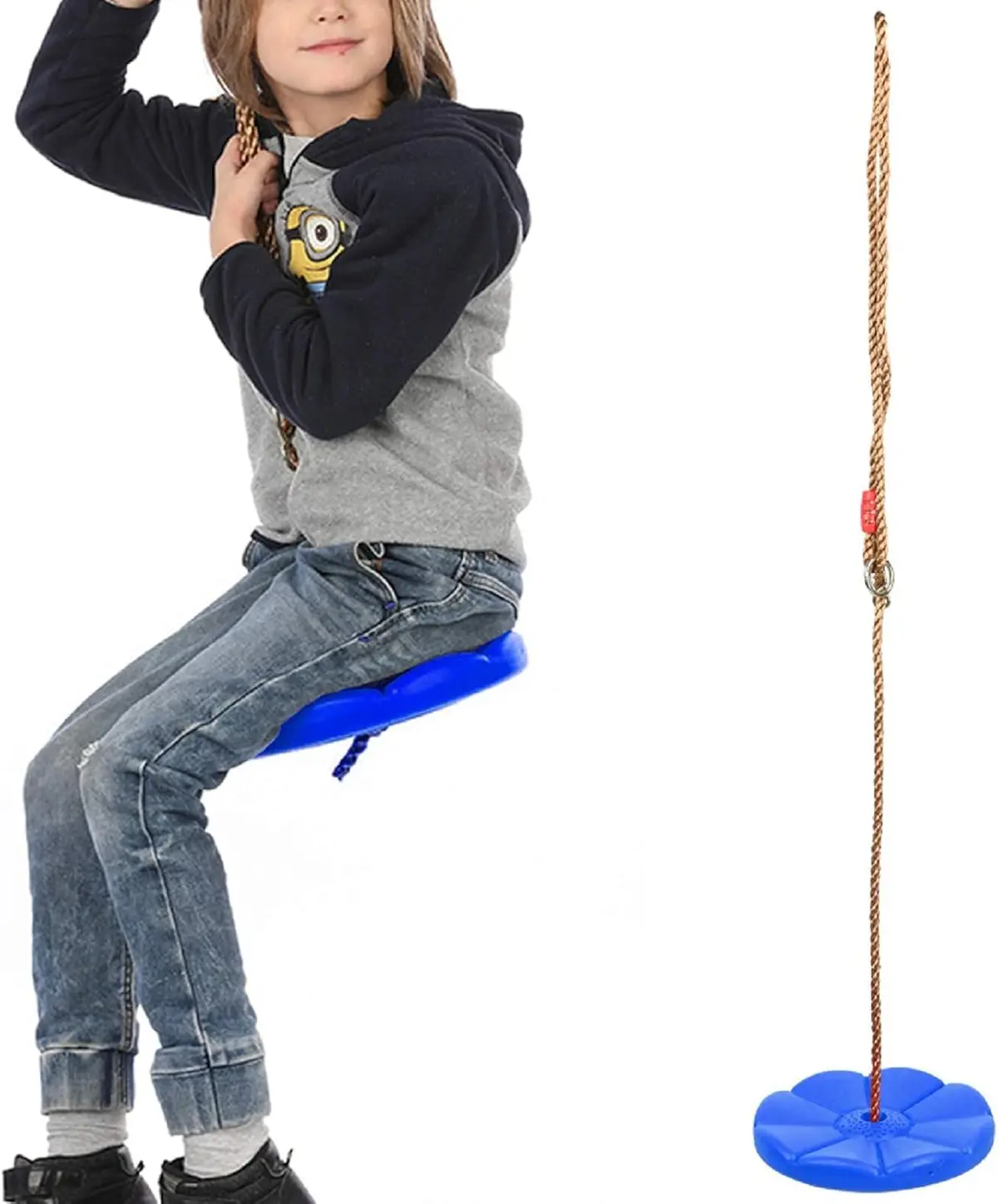Reznor Plastic Button Monkey Round Disc Rope Swing For Kids, Blue 1