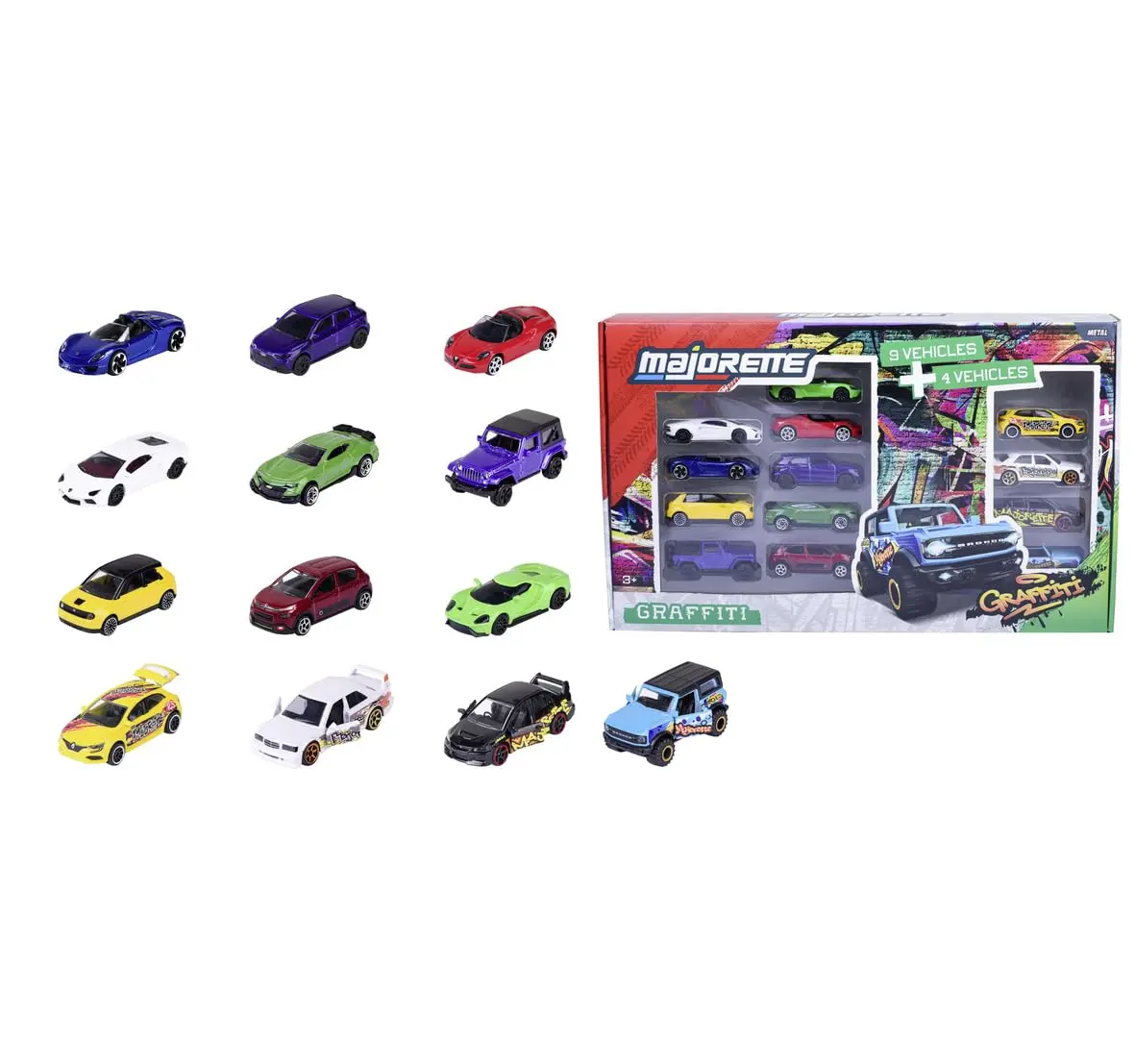 Majorette Graffiti 9+4 Gift Pack 1:64 Scale Includes 13 Licensed Metal Cars For Children Ages 3 Years And Up 1