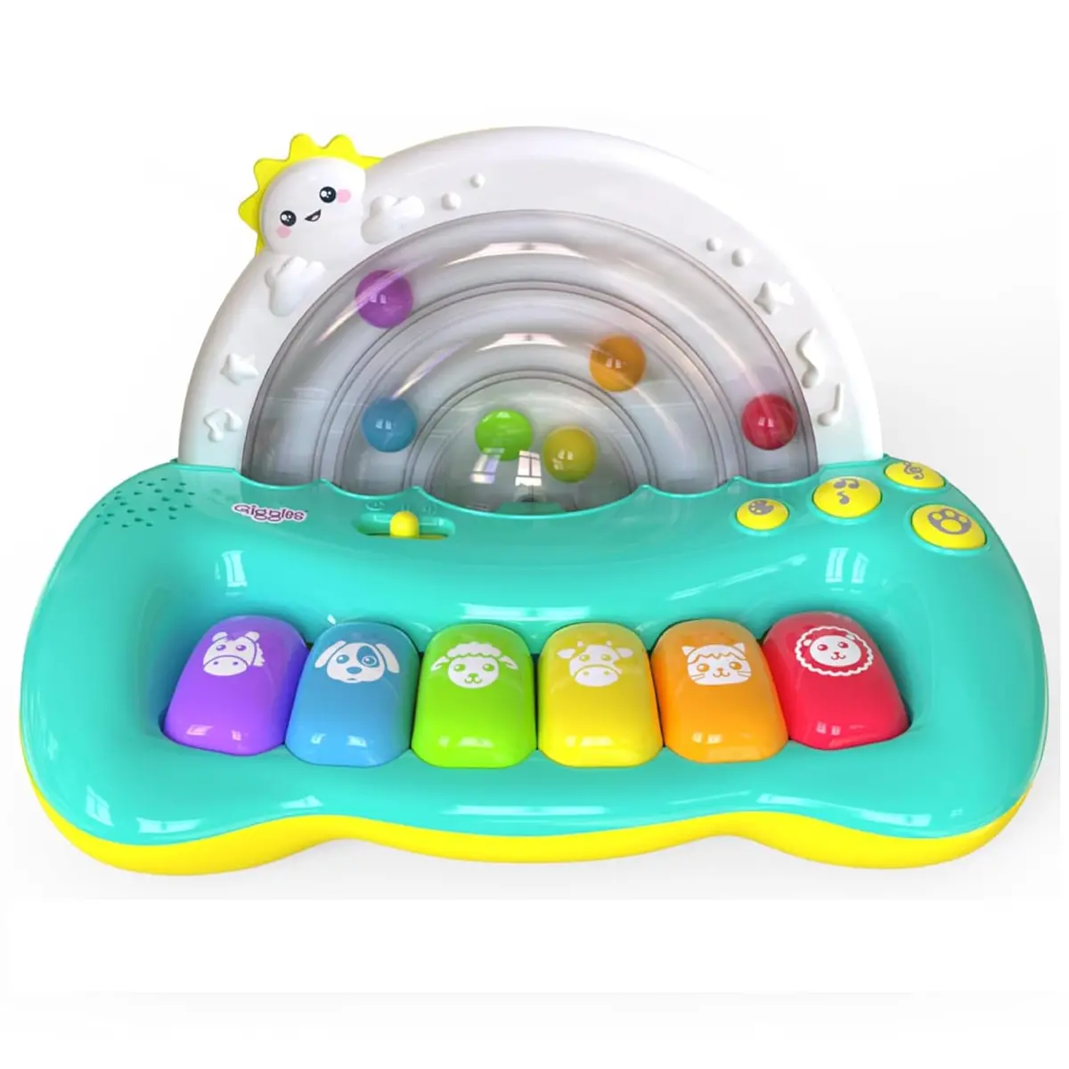 Funskool Giggles Jumpin Melody Keyboard, 6 Multi-Coloured Keys, Colourful Balls Pop In Semi-Circle Track For 18 Months Old Kids 1