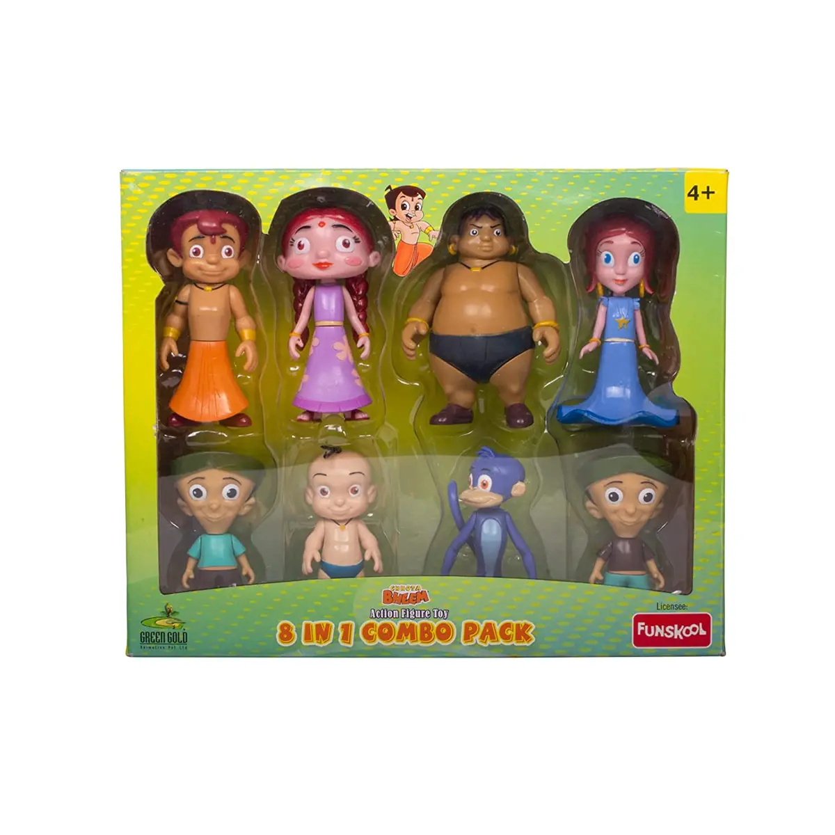 Funskool-Chhota Bheem And Friends With Articulation 8In1 4 Inch Action Figure Pack For Ages 4+ 1