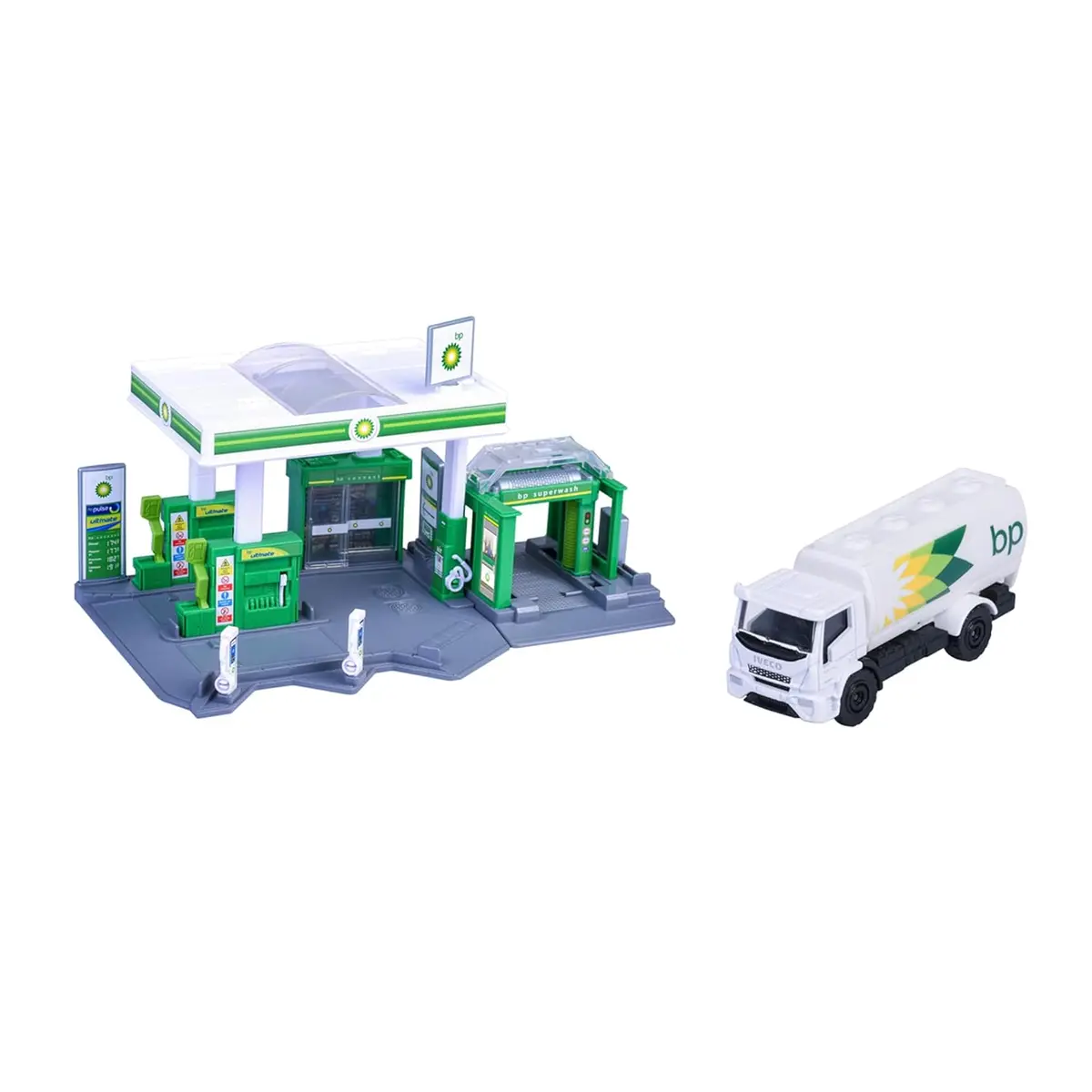 Majorette Petrol Station Bp Imaginative Role-Play Set Includes 1 Fuel Tanker, Features Fuel Pump & Ev Charger, Car Wash And Shop Suitable For 1:64 Scale Vehicles For Kids Ages 5 Years & Up 1