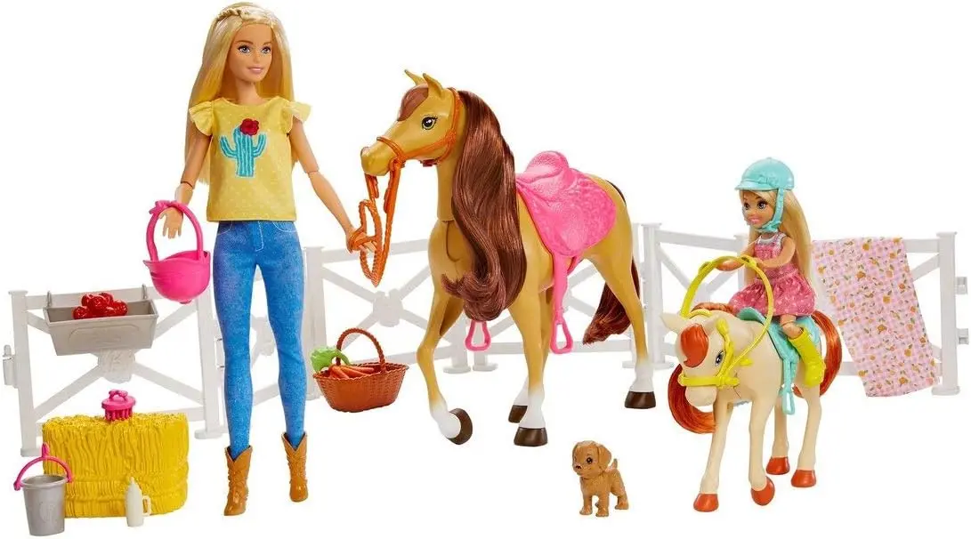 Barbie Hugs 'N' Horses With & Chelsea Dolls, Blonde Doll Playset For Kids Ages 3+ 1