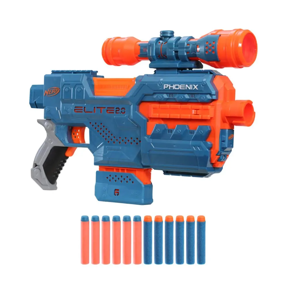 Nerf Elite 2.0 Phoenix Cs-6 Motorized Blaster, 12 Darts, 6-Dart Clip, Scope, Tactical Rails 1