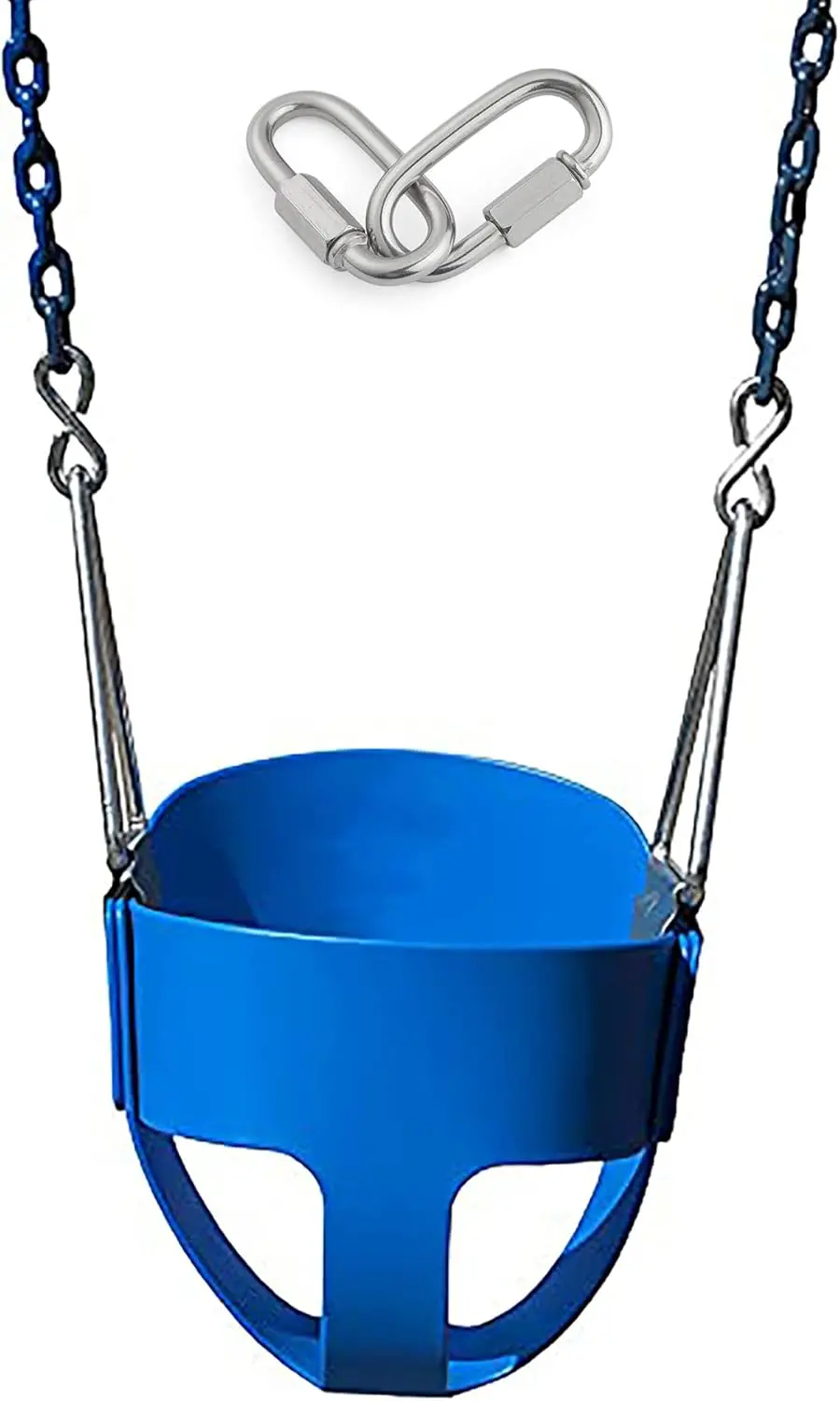 Reznor Eva Plastic High Back Full Bucket Toddler Baby Swing Seat With 60 Inch Plastic Coated Chain Set, Blue 1