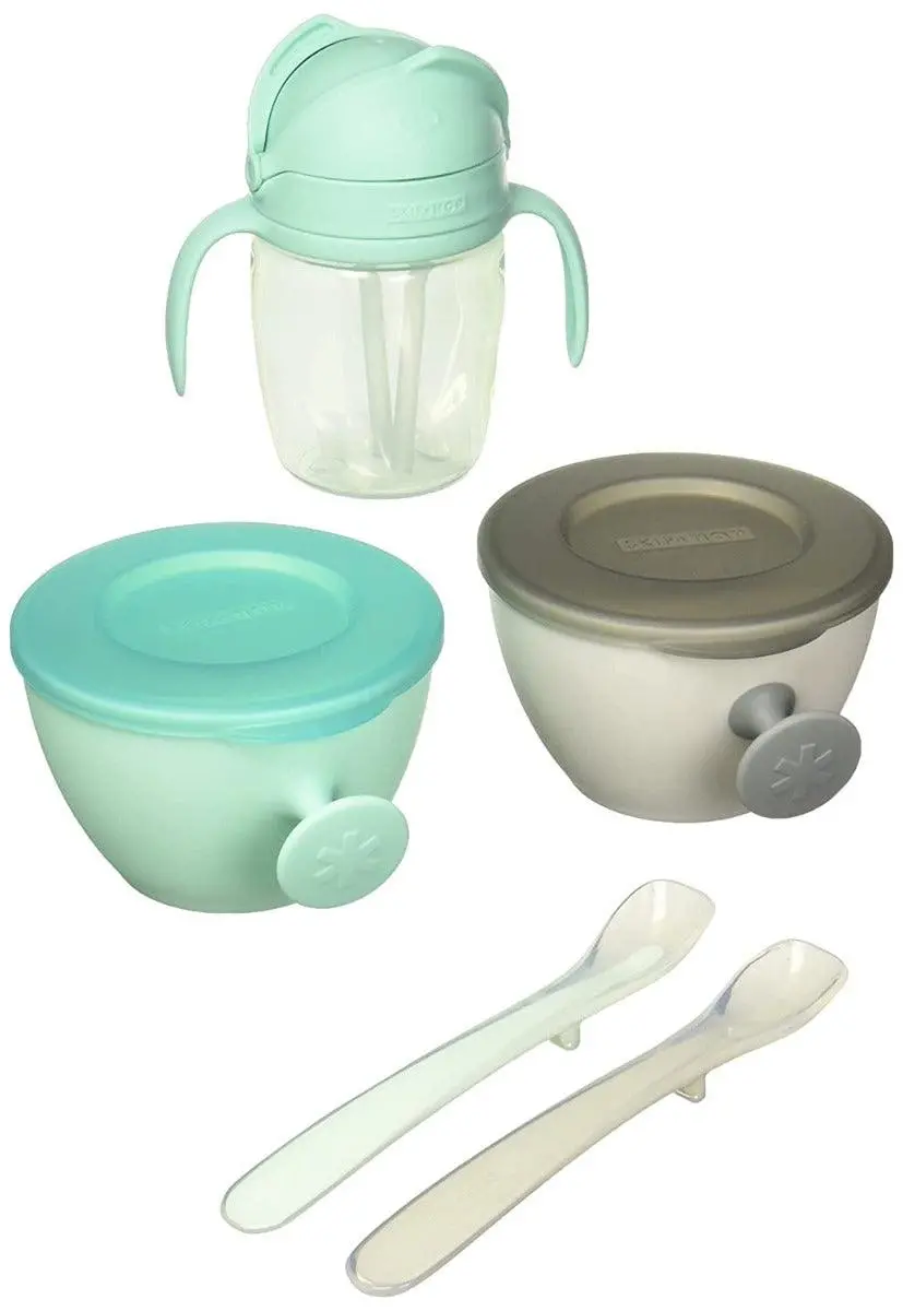 Skip Hop Easy-Feed Mealtime Set Teal-Grey - Weaning Accessory For Ages 0-3 Years 1
