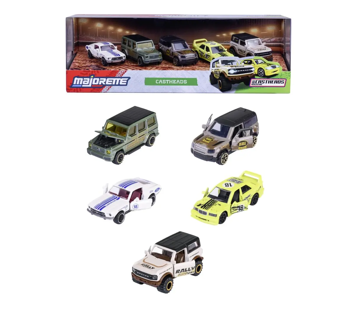 Majorette Castheads 5 Pack Set - Metal Toy Car With Freewheel, Suspension & Opening Parts For Kids & Collectors 1