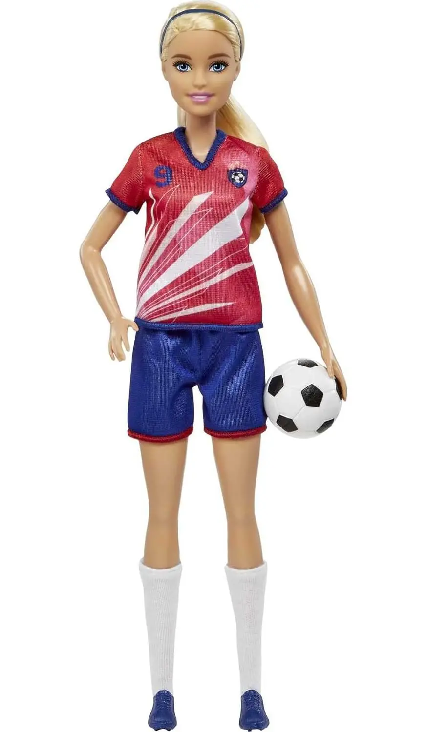 Barbie Soccer Blonde Hair Ponytail Doll With Colorful #9 Uniform, Soccer Ball, Cleats, Tall Socks, Great Sports-Inspired Gift For Ages 3 And Up 1