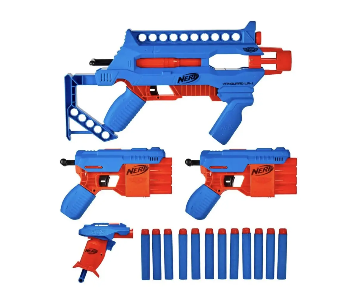 Nerf Alpha Strike Blast Kit,Dart-Blasting Multi-Pack Includes 4 Blasters And 12 Official Nerf Elite Darts 1