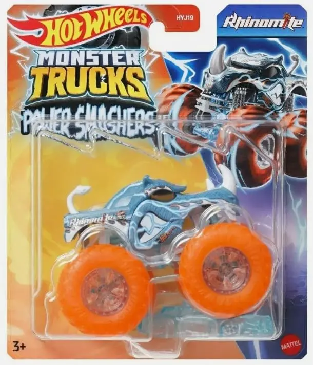 Hot Wheels Monster Trucks Power Smashers 1:64 Scale Die Cast Rhinomite, Includes Crushed Car For Ages 3 Years & Up 1