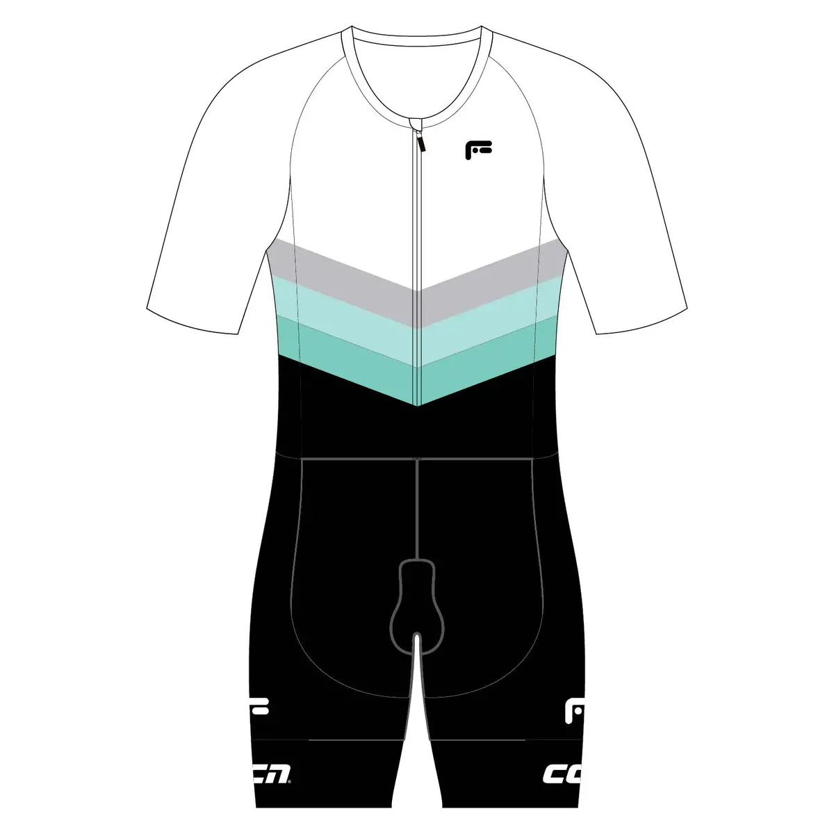 Mens Komsa Swift Tri Suit Short Sleeve White/Green 1