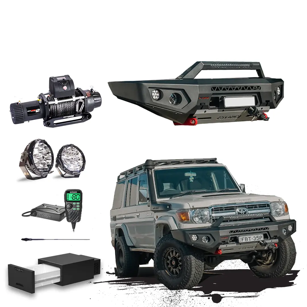 70 Series Touring Pack Suits: 76 / 78 / 79 Series Landcrusier - Gt Bumper, Winch, Lights, Uhf + Free Fridge 1