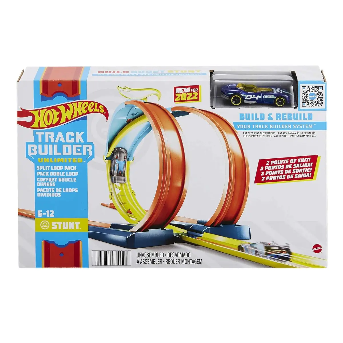 Hot Wheels Track Builder Unlimited Split Loop Pack, Loop With 2 Exit Options, Connects To Other Sets, Includes 1 Hot Wheels Car, Gift For Kids 6 To 12 Years Old 1