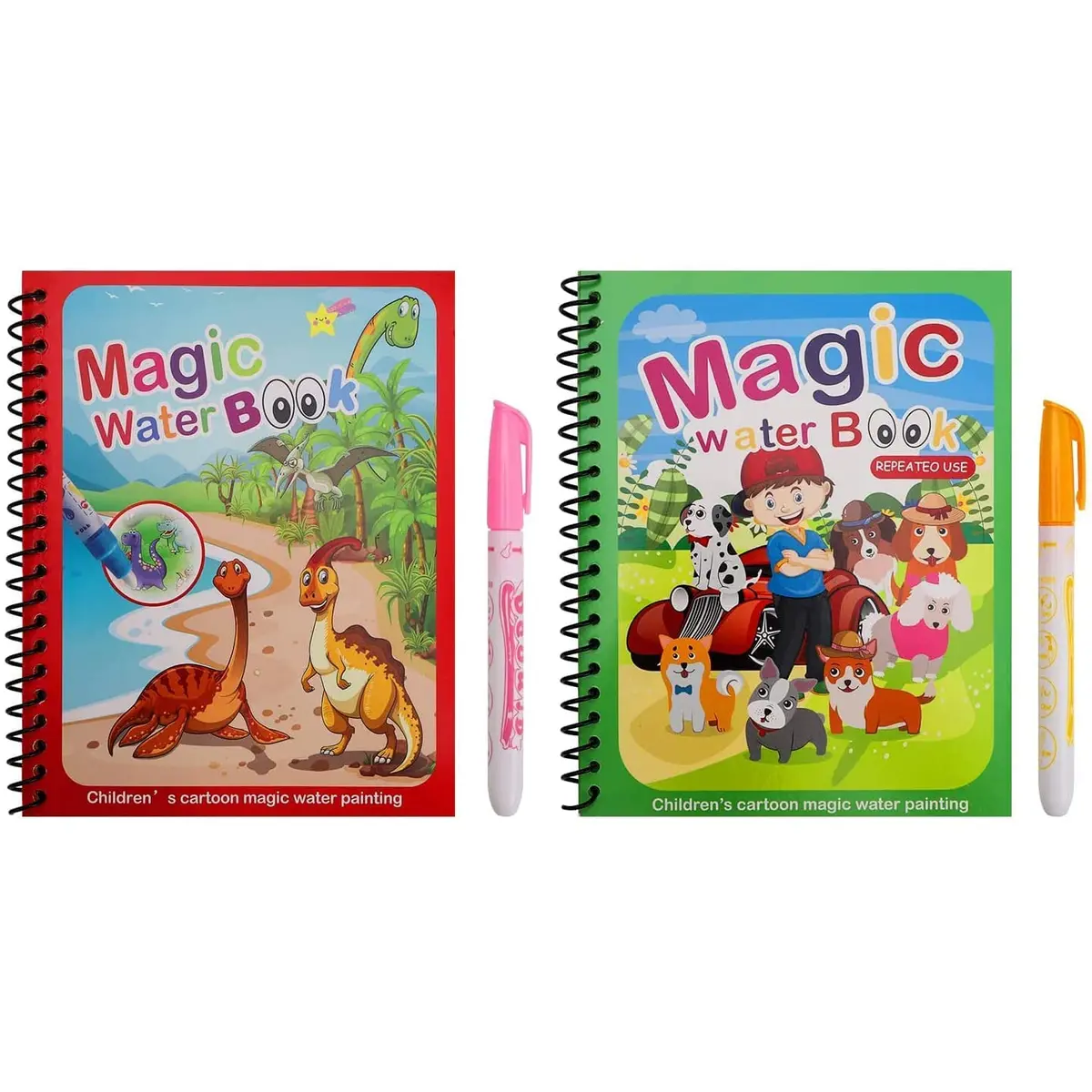 Reznor Quick Dry Re-Usable Magic Coloring Water Book With Magic Pen (Random Design), Pack Of 2 1