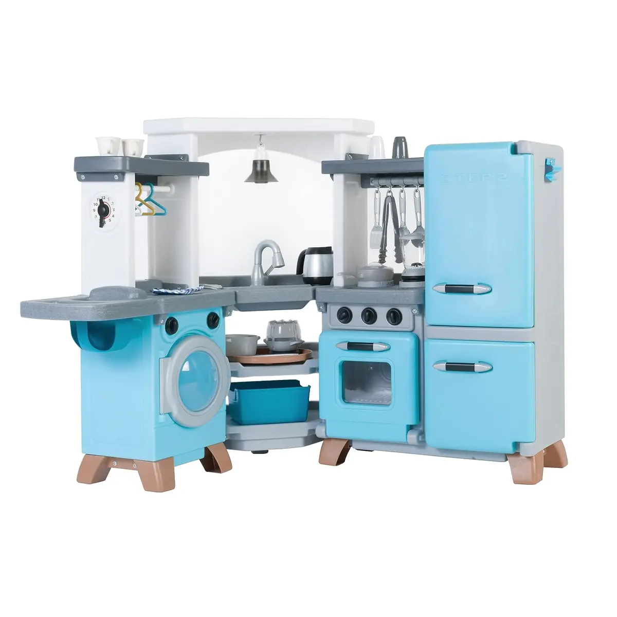 Step2 Cook & Care Corner Kitchen & Nursery For Kids, Interactive Lights & Sounds, Realistic Sink, Fridge, & Washing Machine, Pretend Playset 1