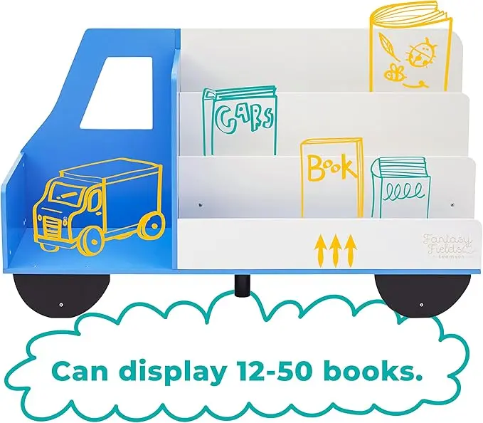 Kiddies Kingdom Truck Wooden Display Bookshelf Organisers For Ages 3 And Above 1