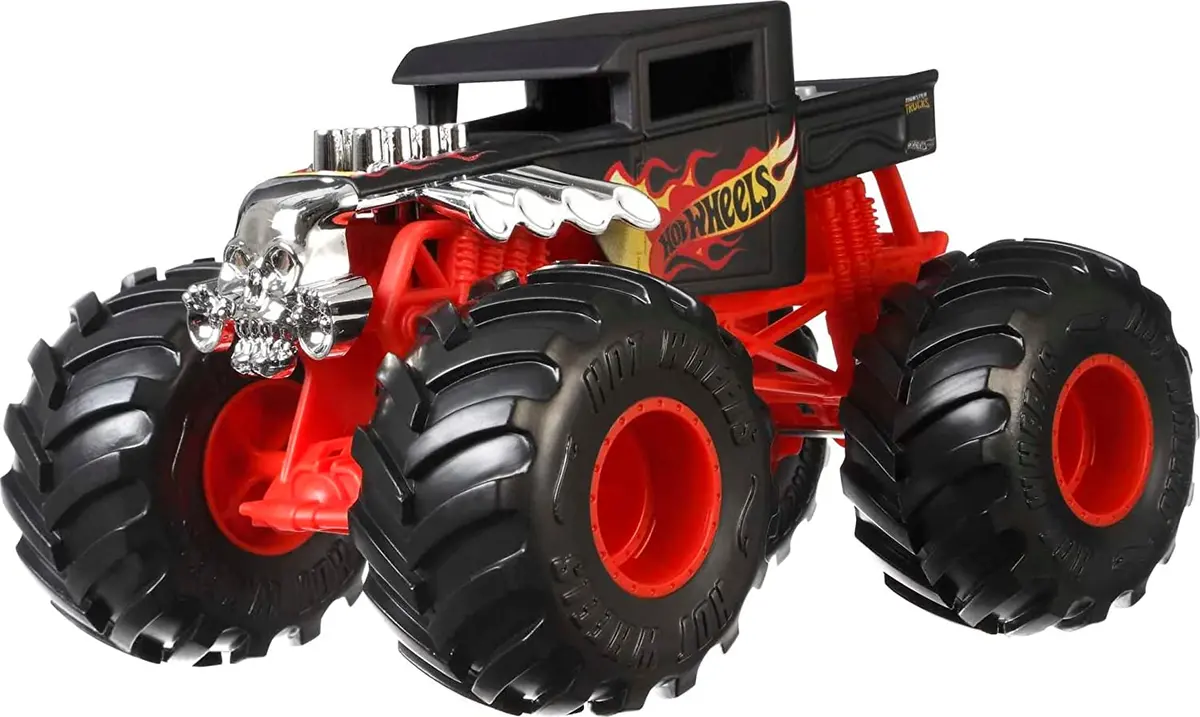 Hot Wheels 1:24 Scale Oversized Monster Truck Bone Shaker Die-Cast Toy Truck With Giant Wheels And Cool Designs 1