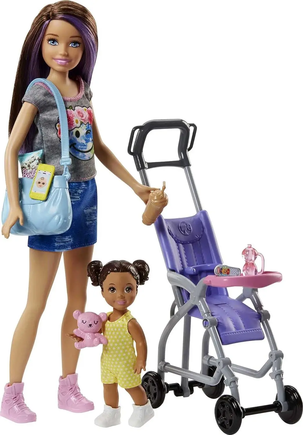 Barbie Skipper Babysitters Playset With Skipper Babysitter Brunette Doll, Stroller, Baby Doll & 5 Accessories For Kids Ages 3 Year & Up 1