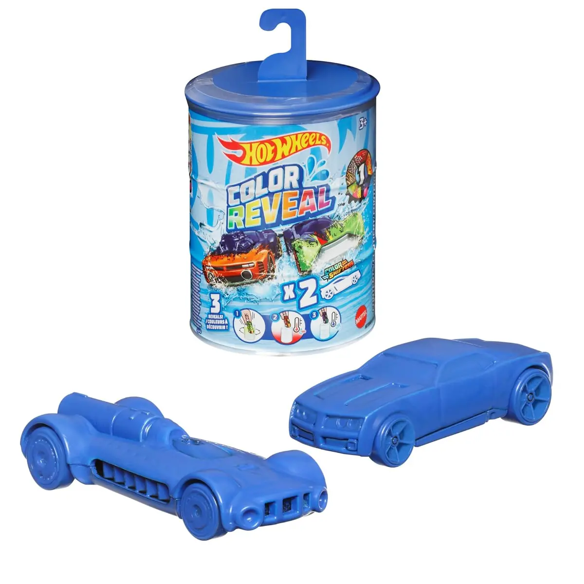 Hot Wheels Set Of 2 Color Reveal Vehicles In 1:64 Scale With Surprise Initial Reveal & Repeat Color-Change Feature In Very Warm & Icy Cold Water (Design Styles May Vary) 1