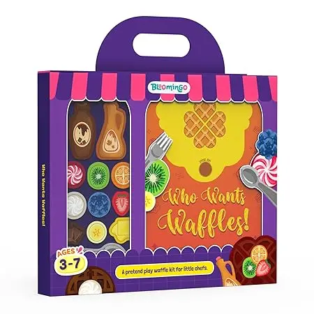 Bloomingo Pretend Play Kit - Who Wants Waffles!: Waffle Making Set For Kids;Set Up Your Waffle Cart 1