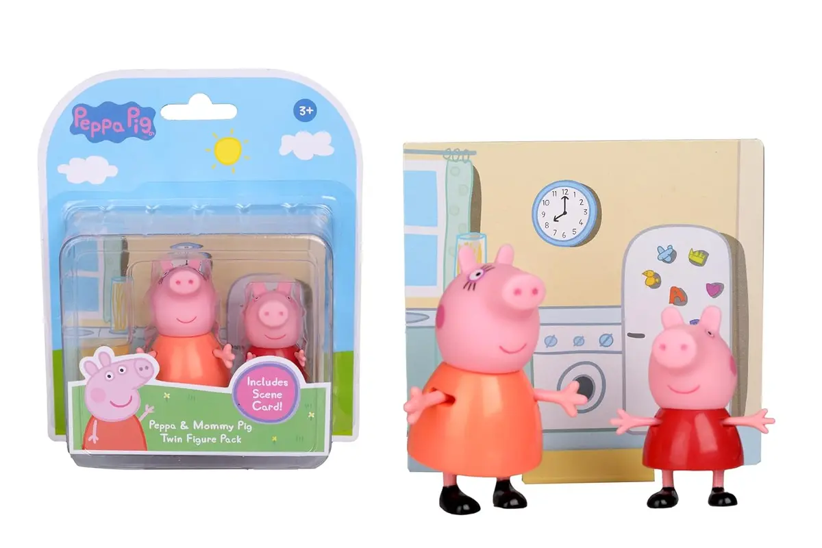 Peppa Pig And Mummy Pig Twin Figure Fun Pack With Two Poseable Figures And A Scene Card, Preschool Toy For Girls And Boys Ages 3 And Up 1