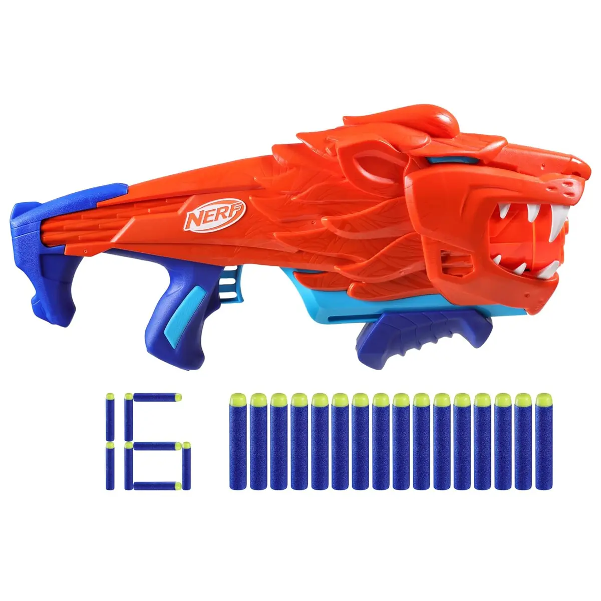 Nerf Junior Wild Lionfury, Easy Play Dart Blaster, 16 Nerf Elite Darts, Nerf Blaster Lion Toys For 6 Year Old Boys & Girls, Outdoor Toys 1