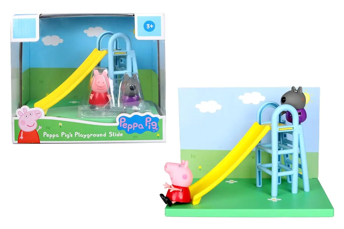 Peppa Pig Playground Slide Themed Preschool Toy And Danny Dog, Includes 2 Poseable Figures, Playground Slide Accessory And Scene Cards, For Girls And Boys Ages 3 And Up 1