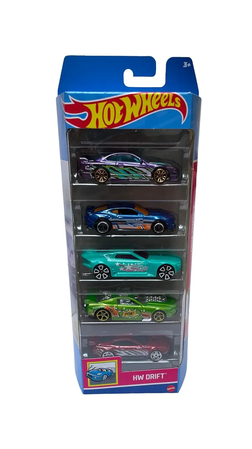 Hot Wheels 5 Car Gift Pack - Hw Drift Pack Of 5 For Kids & Collectors 1