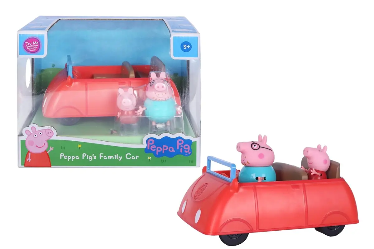 Peppa Pig Peppa's Family Red Car With Sound Effects, Includes 2 Figures, Preschool Toys For Girls And Boys 3 Years And Up 1