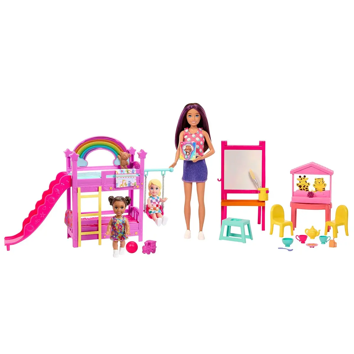 Barbie Skipper Babysitters Inc. Ultimate Daycare Playset With 3 Dolls, Furniture & 15+ Accessories, Includes Bunk Beds & Color-Change Easel 1