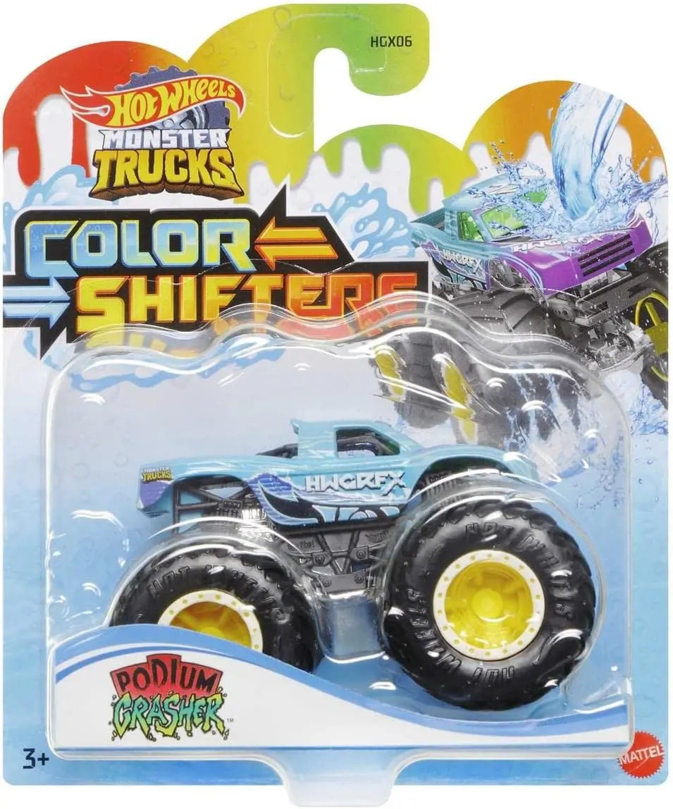 Hot Wheels Color Shifters 1:64 Scale Podium Crasher Monster Truck For Ages 3+ (Hgx08) 1