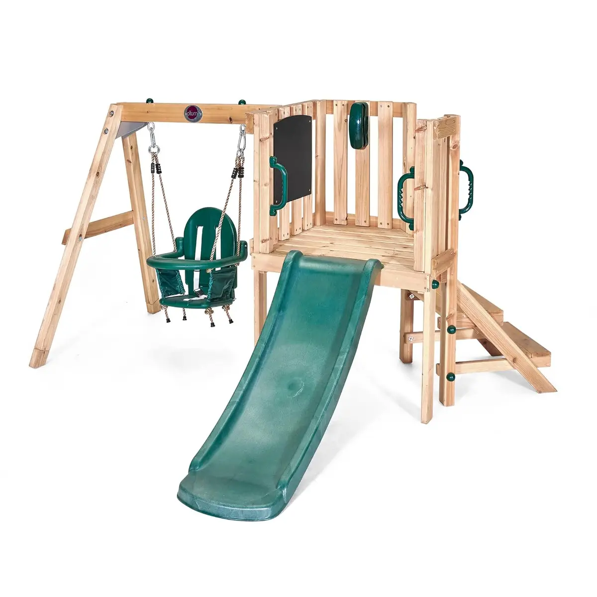 Plum Junior Activity Centre Swing And Slide Garden Play Set For Climbing - With Phone, Chalkboard, 4Ft Slide, Baby Swing Seat - Children 12 Months+ 1