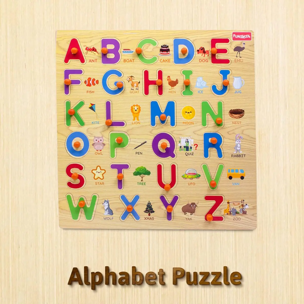 Funskool Alphabet Wooden Abc Puzzle Shape Learning Puzzles Game (26 Pcs) For Kids 3 Years & Above 1