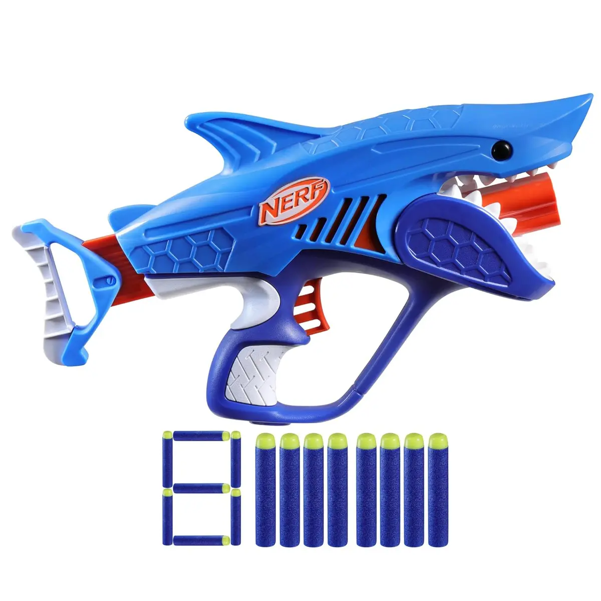 Nerf Junior Wild Sharkfire, Easy Play Dart Blaster, 8 Nerf Elite Darts, Nerf Blaster Shark Toys For 6 Year Old Boys & Girls, Outdoor Toys 1