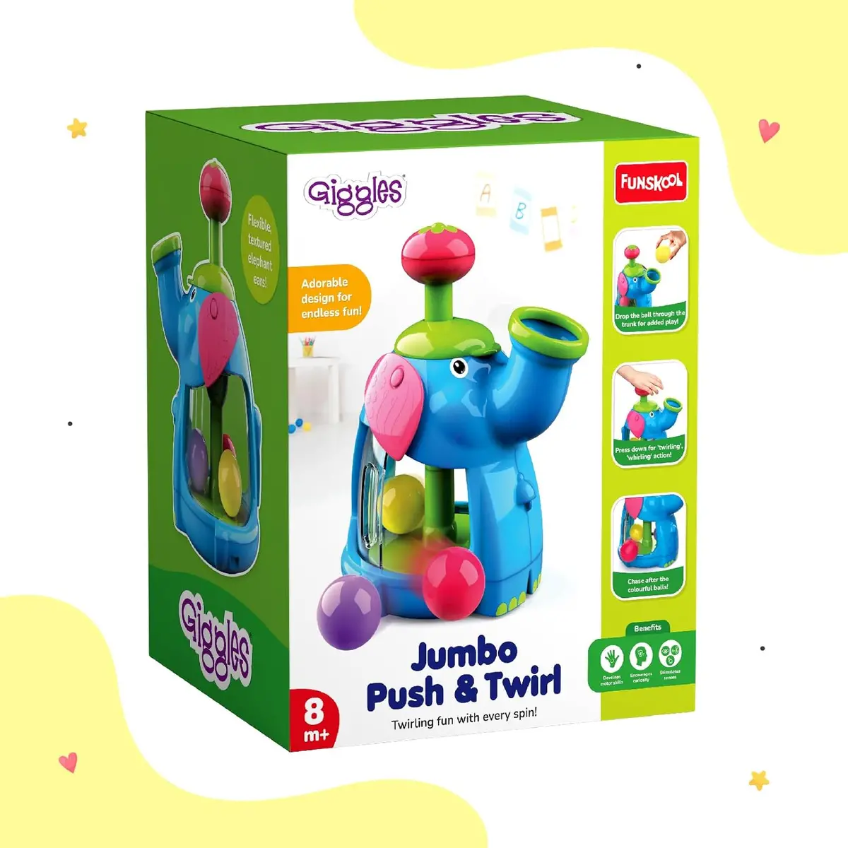 Funskool Giggles Jumbo Push & Twirl Spin Toy For Toddlers For Ages 1+ 1