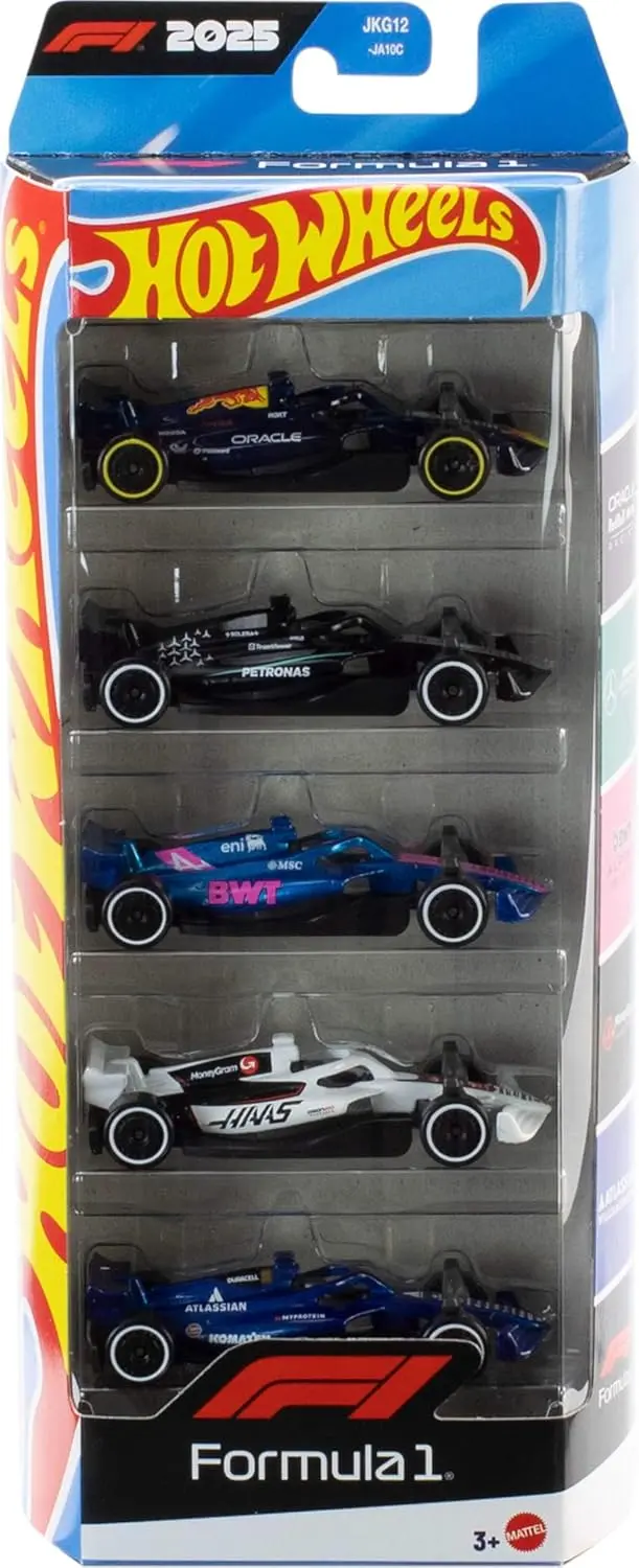 Hot Wheels Formula 1 Set Of 5 Die-Cast Toy F1 Cars In 1:64 Scale For Kids & Collectors 1