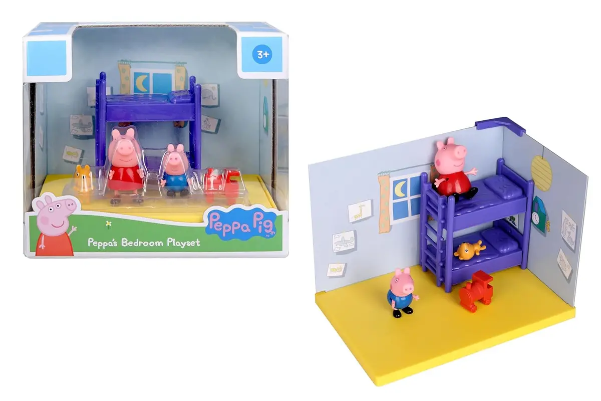 Peppa Pig Bedroom Themed Preschool Toy And George, Includes 2 Poseable Figures, Bedroom Accessories And Scene Cards, For Girls And Boys Ages 3 And Up 1