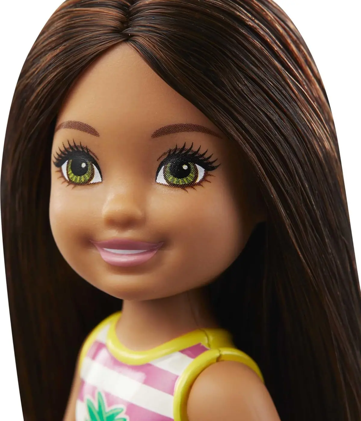Barbie Chelsea Small Doll With Beach Swimsuit, Stripes & Pineapple,Brunette Hair & Green Eyes For Kids Ages 3+ 2