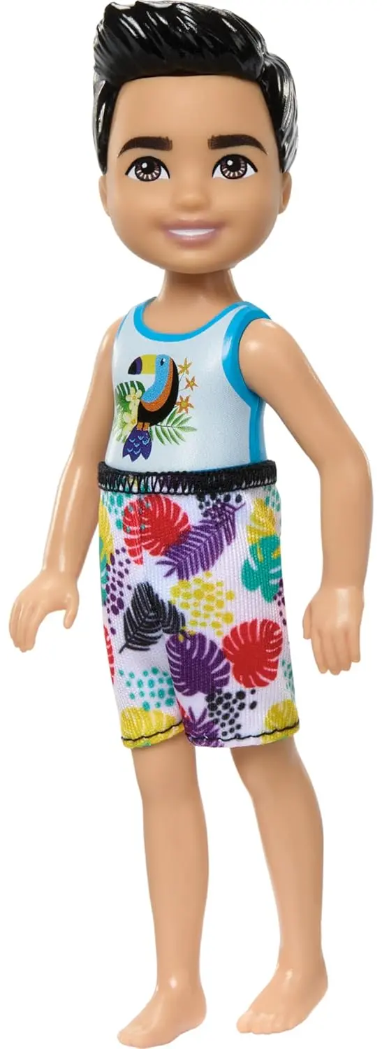 Barbie Chelsea Small Doll With Beach Swimsuit, Toucan & Tropical Leaf Print, Black Hair & Brown Eyes For Kids Ages 3+ 1