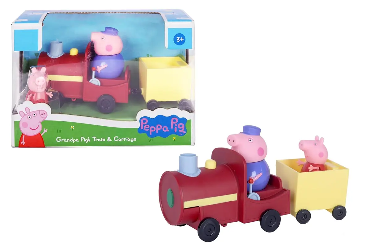 Peppa Pig Grandpa's Train And Carriage Playset, Includes 2 Figures, Preschool Toys For Girls And Boys 3 Years And Up 1
