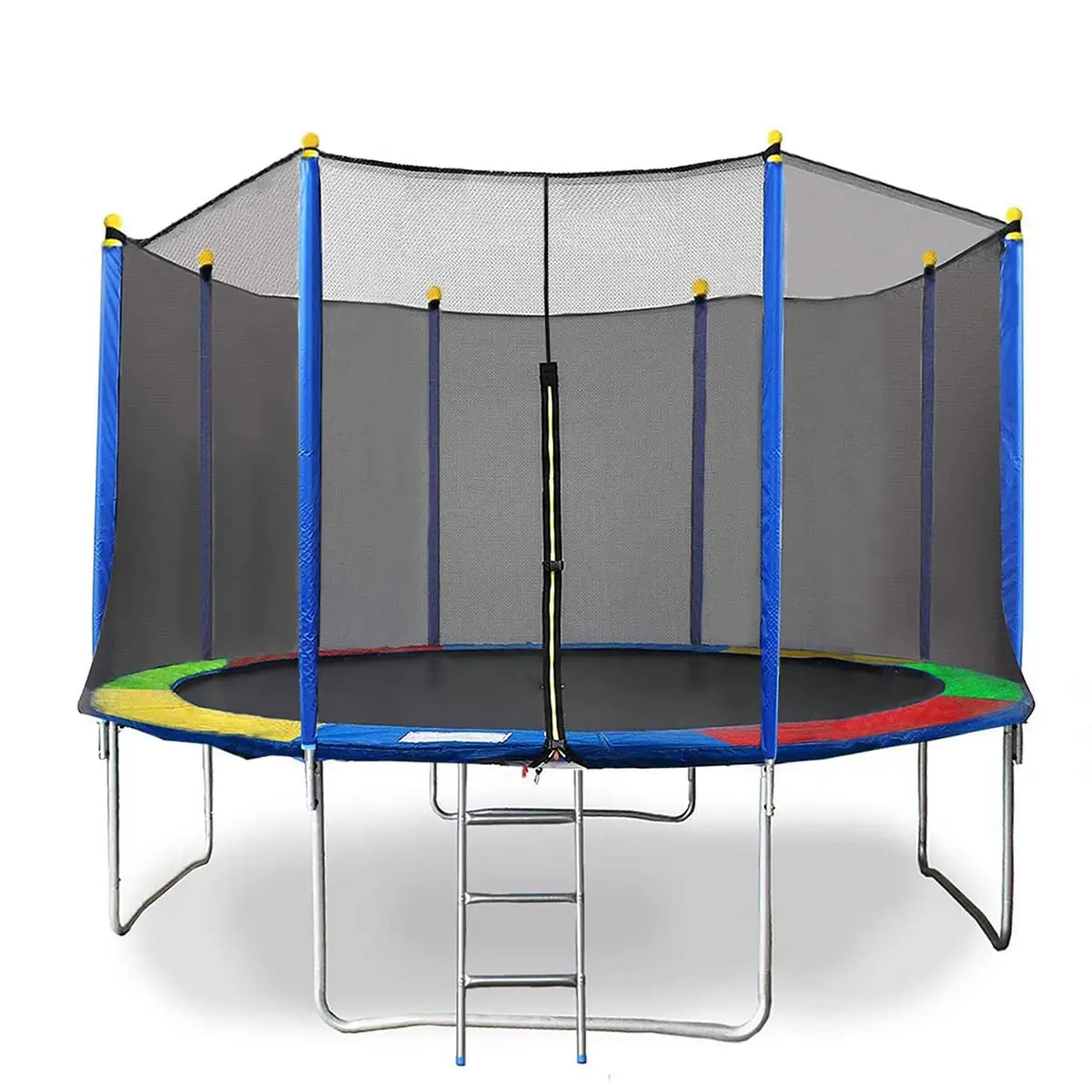 Reznor 12 Feet Rainbow Color Trampoline With Enclosure Safety Net & Jumping Pad For Children Kids & Adults 1