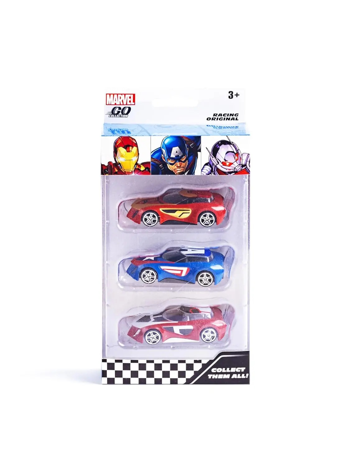 Marvel Go 1:64 Diecast Iron Man, Captain America And Ant-Man 3-Pack Rapid Racer Toy Car For Collection For Ages 3 Years And Up 1