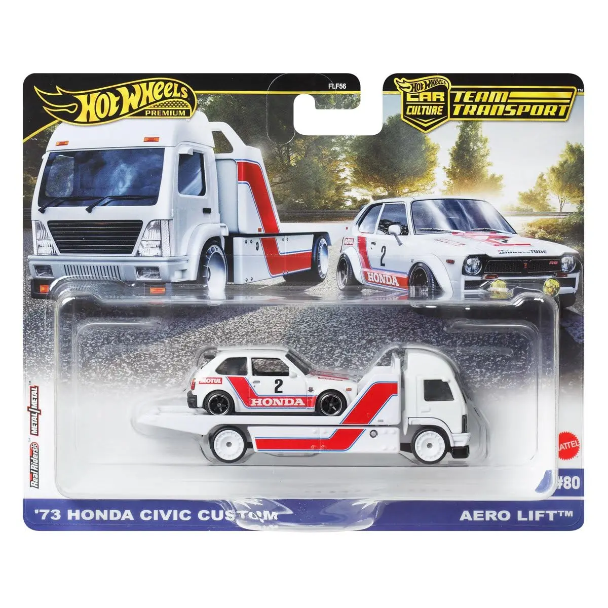 Hot Wheels Car Culture Team Transport 73 Honda Civic Custom 1:64 Scale Car & Transport Vehicle For Race Fans & Toy Car Collectors 1