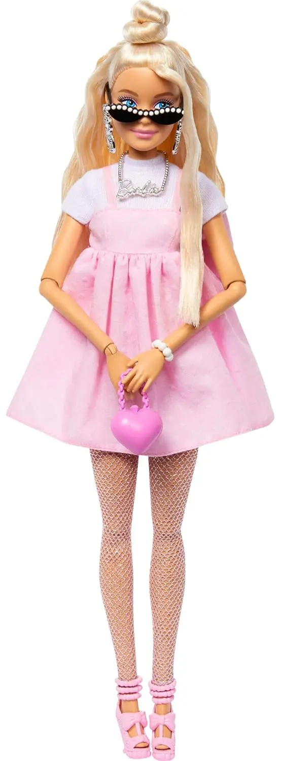 Barbie Deluxe Style #3 Blond Hair In Top Knot Doll In Barbiecore Outfit, Pink Pastel Dress With Oversized Bow And Accessories For Kids Ages 4+ 1