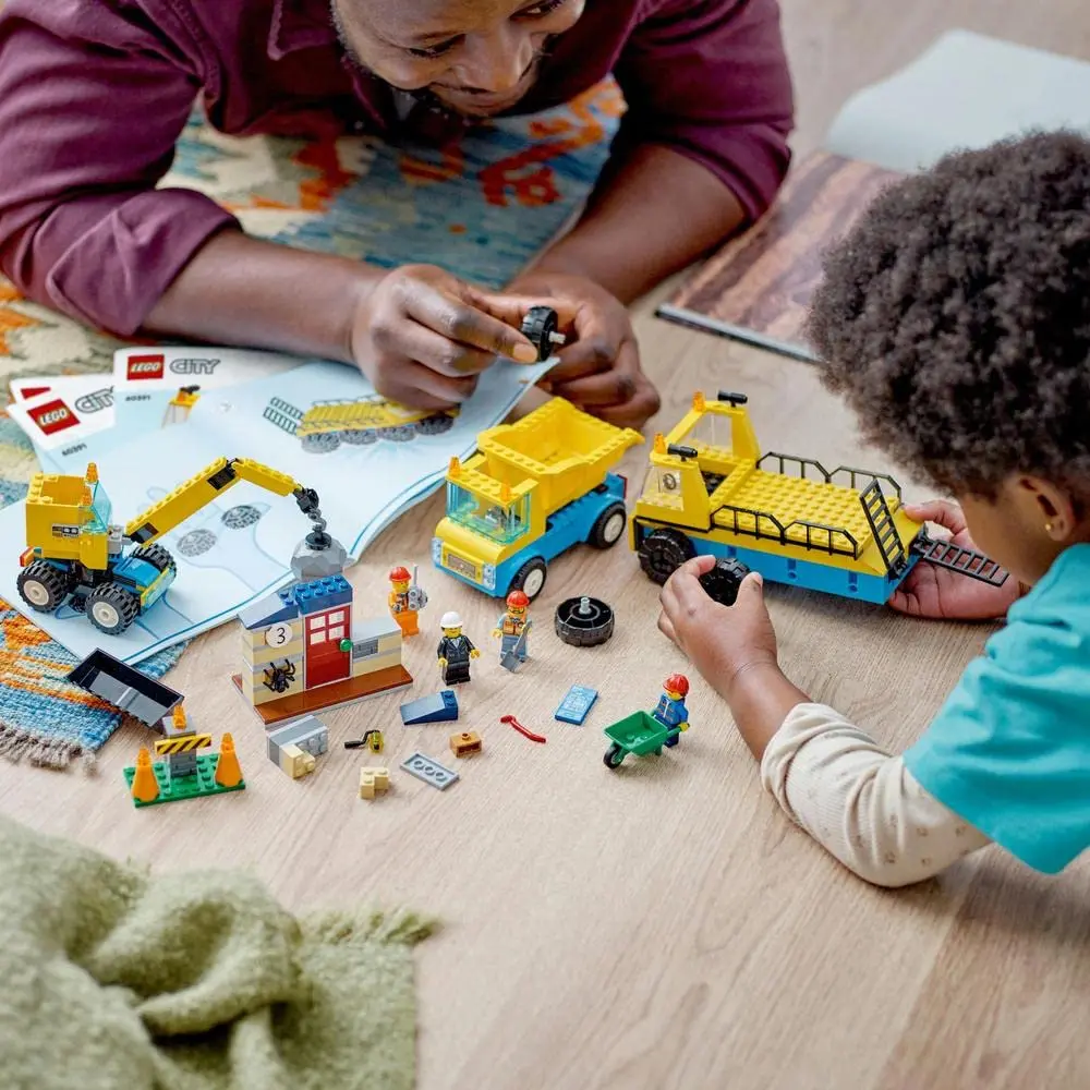 Lego City Construction Trucks & Wrecking Ball Crane Building Kit For Ages 4+ 2
