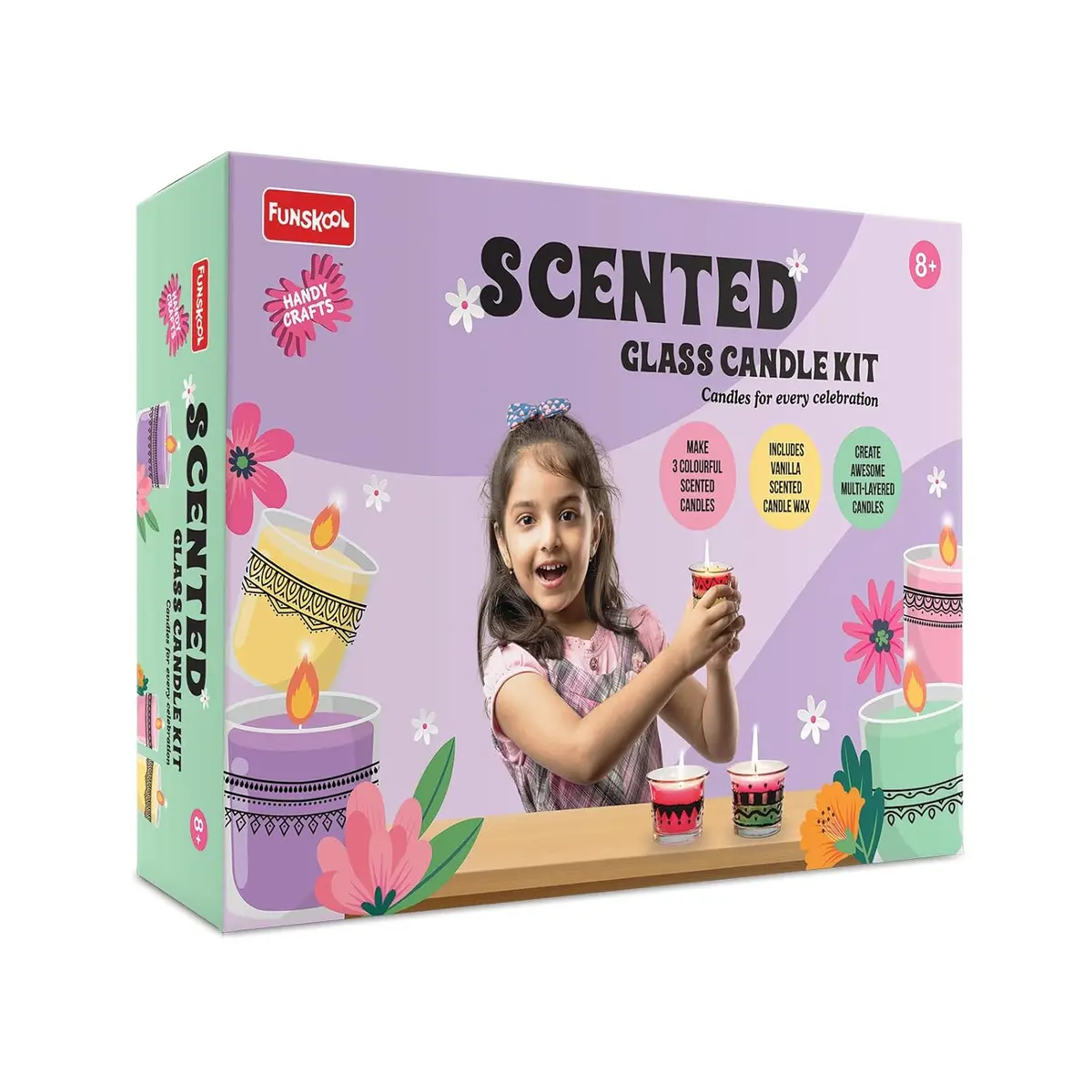 Funskool Handycrafts Scented Glass Candle Kit - Diy Arts And Craft Kit For Ages 8+ 1