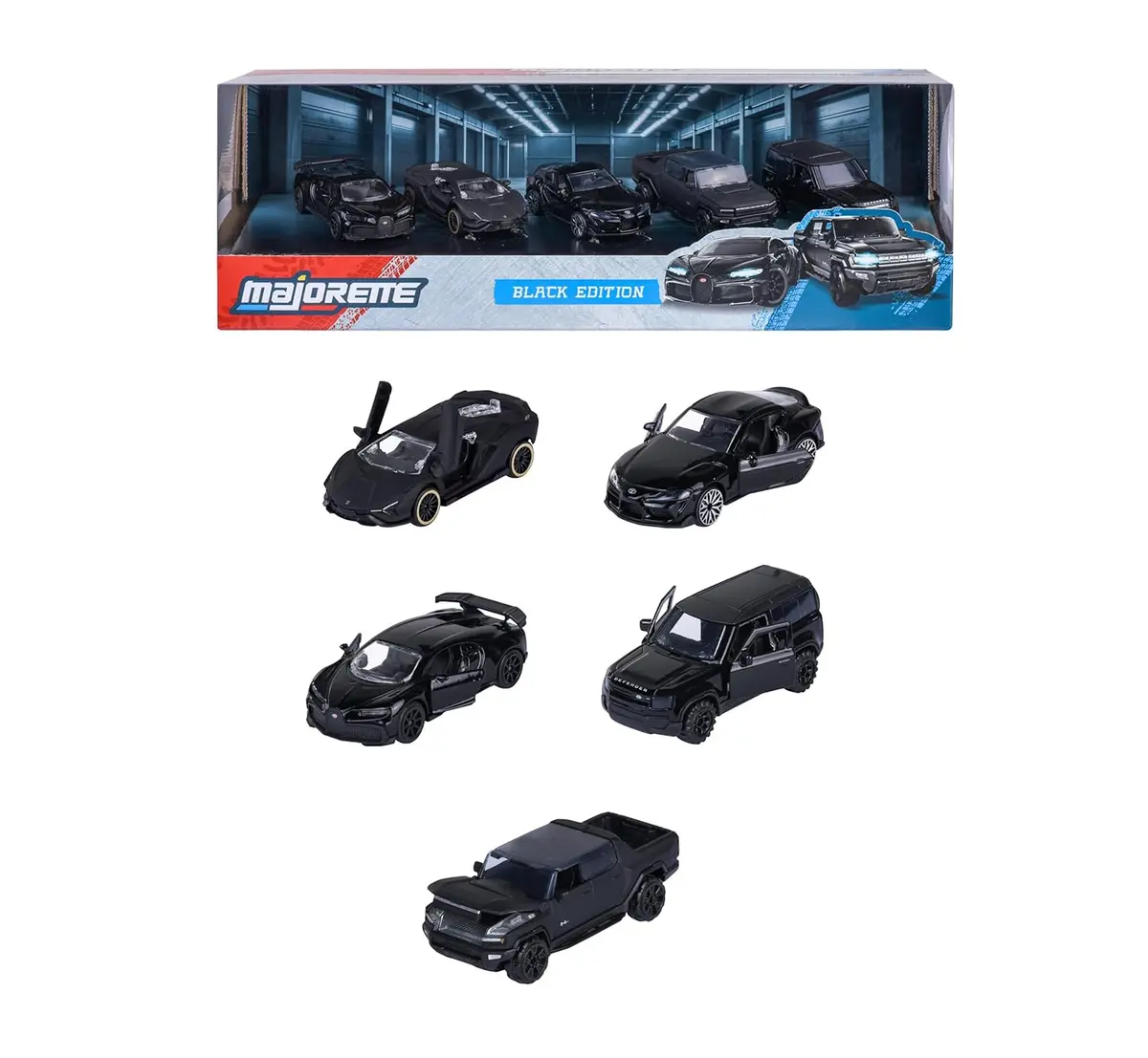 Majorette Black Edition 2.0 5 Pack Set - Metal Toy Car With Freewheel, Suspension & Opening Parts For Kids & Collectors 1