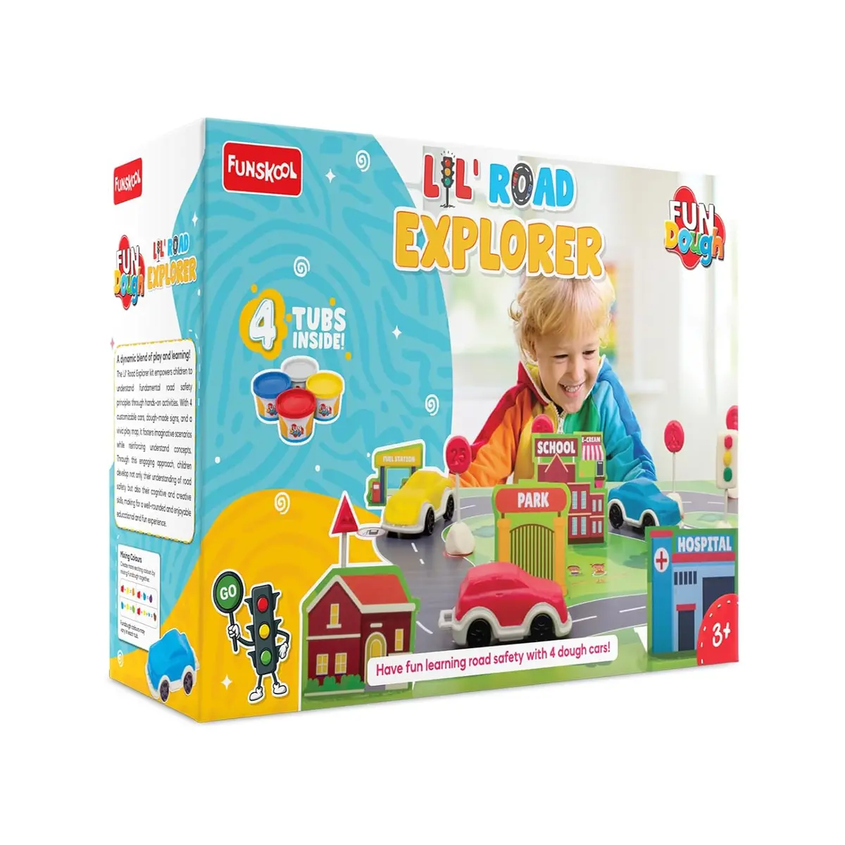 Funskool Fundough Lil' Road Explorer Cars Playset, Learn Traffic Safety And Traffic Rules, Flash Cards - Shaping, Sculpting Toy For 3 Years And Above 1
