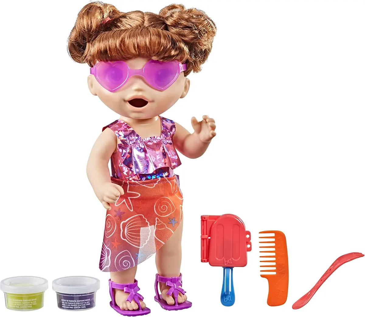 Baby Alive Sunshine Snacks Brown Hair Doll, Eats And Poops, Summer-Themed Waterplay Baby Doll For Kids Ages 3+ 1