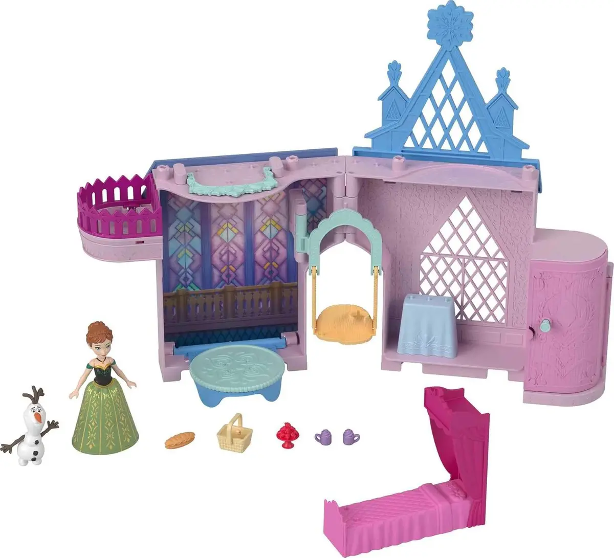 Disney Frozen Storytime Stackers Playset Anna's Castle In Arendelle Doll House With Small Doll, Olaf And 7 Accessories For Kids Ages 4+ 1