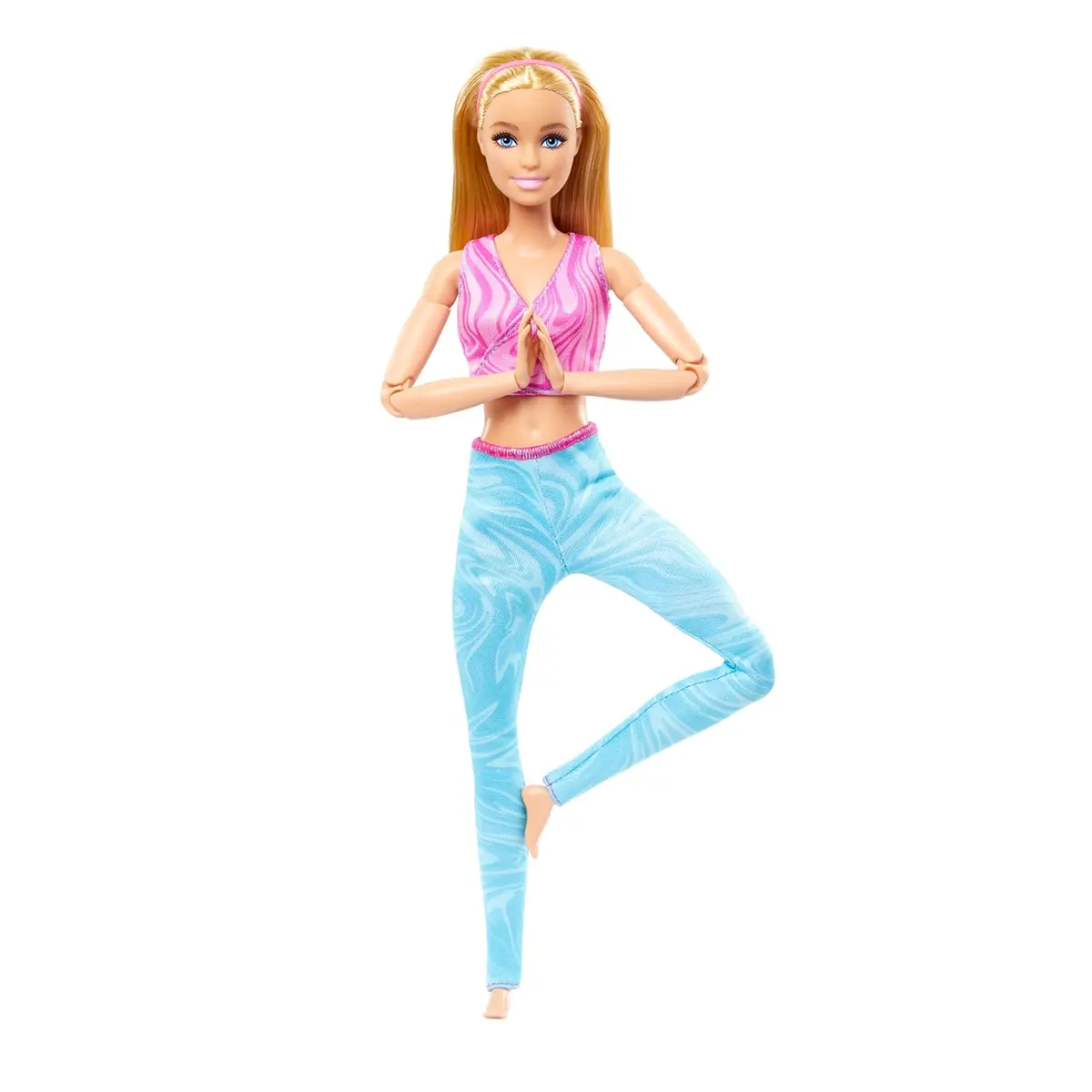 Barbie Made To Move Fashion Doll With Blonde Hair Wearing Removable Pink Sports Top & Blue Yoga Pants For Kids Ages 4+ 1